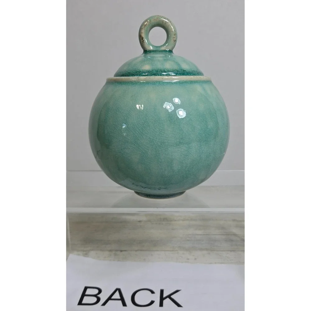 Jars France Tourron Jade Sugar Bowl With Lid Turquoise Teal Stonewear EUC